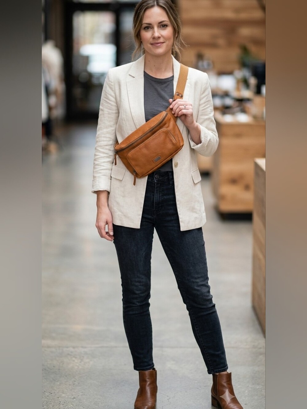 Spike & Sparrow Leather Belt Bag with Adjustable Strap